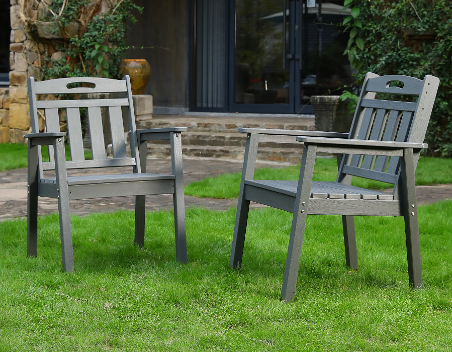 Slate Grey 2-Pacáiste Cathaoirleach Itheacháin HDPE Adirondack Upright