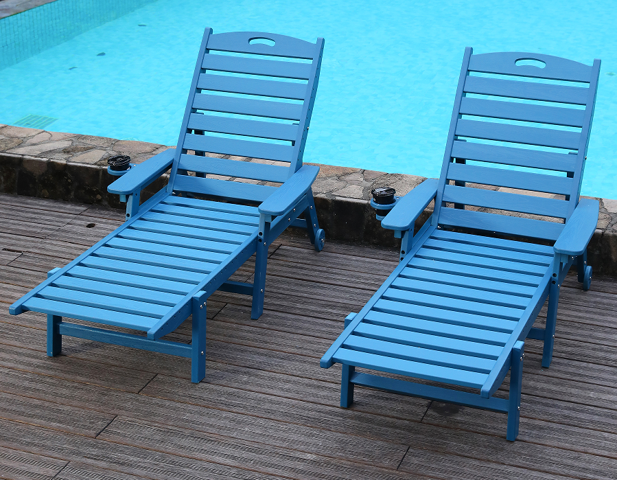 Serene Ocean Blue 2-Pacáiste HDPE reclining Adirondack Set