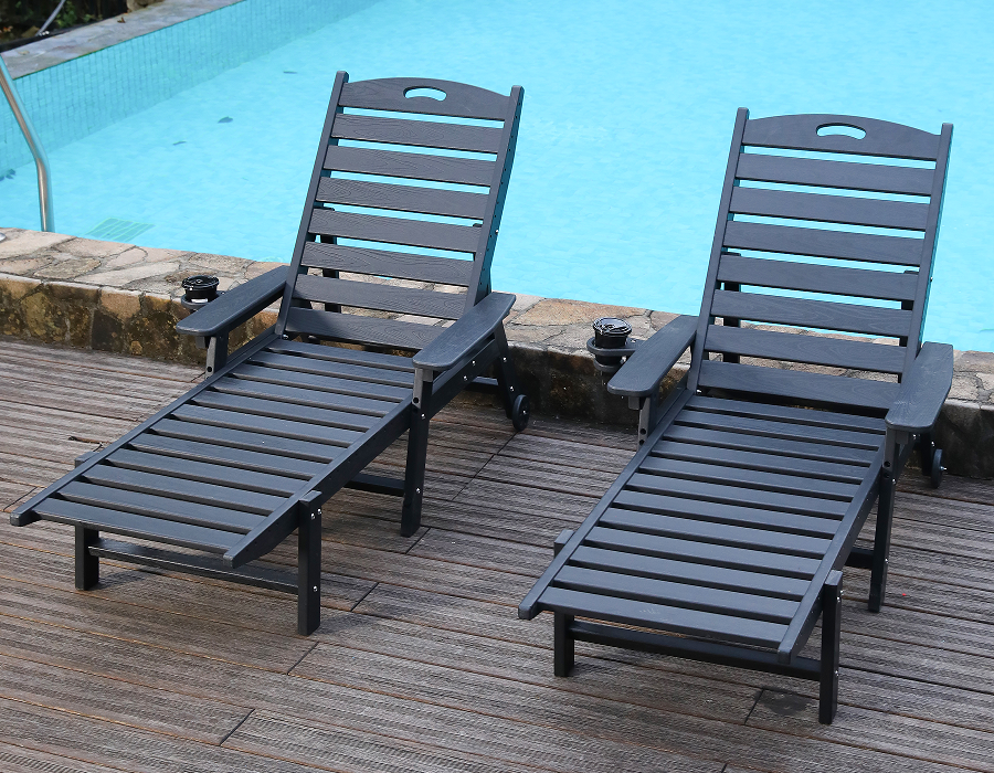 Scaird Black 2-Pacáiste HDPE reclining Adirondack Cathaoirleach Set