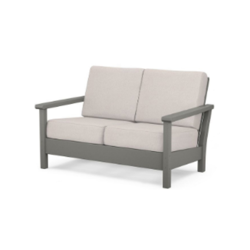 HDPE Grey Gach Aimsir Úsáid Allamuigh Loveseat Tolg Dúbailte